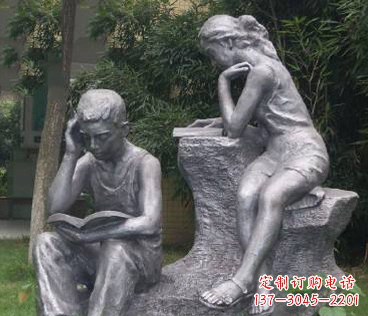 佛山铜雕校园读书学生摆件
