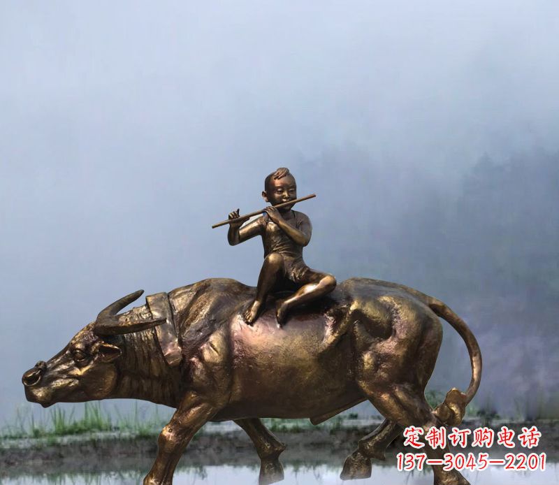 佛山铜雕园林牧童骑牛