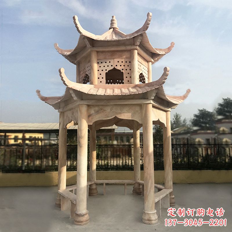 佛山晚霞红大理石凉亭雕塑
