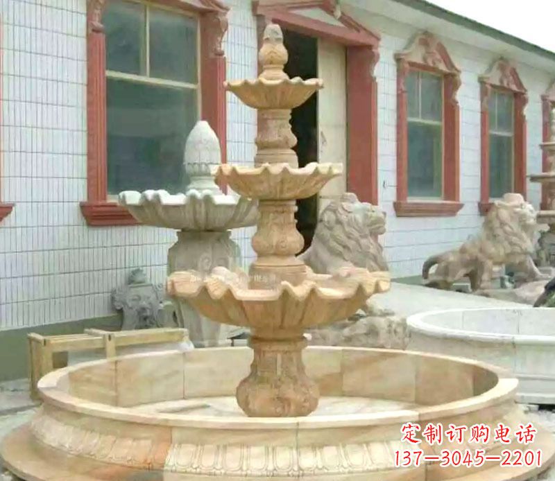 佛山晚霞红大型喷泉石雕 (3)