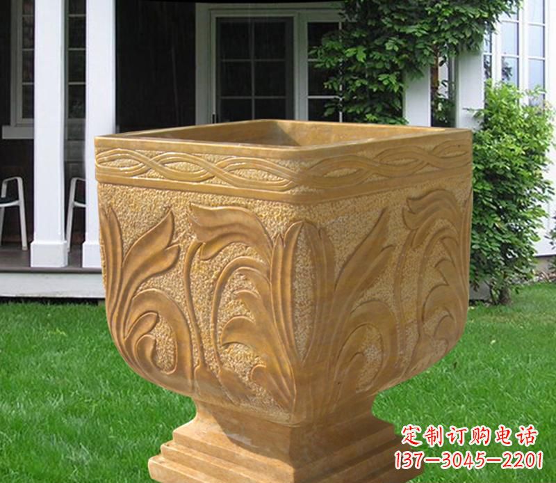 佛山晚霞红雕刻景观花盆雕塑