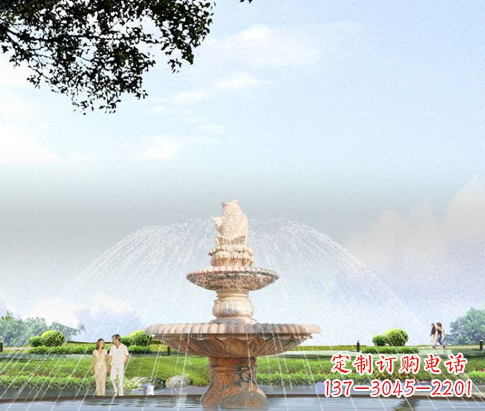 佛山晚霞红多层大型石雕喷泉 (4)