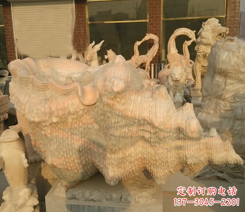 佛山晚霞红海螺石雕