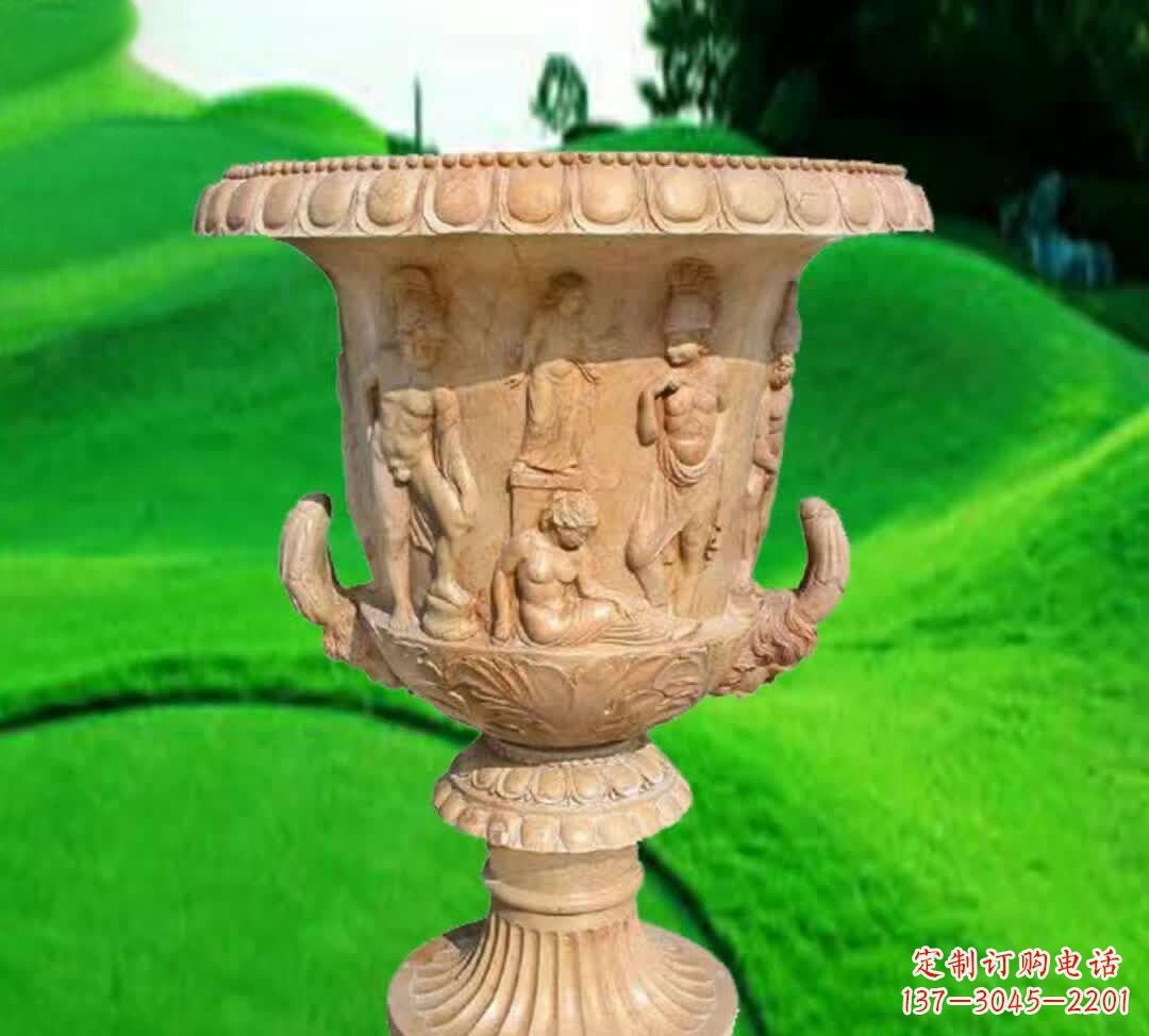 佛山晚霞红欧式花盆石雕