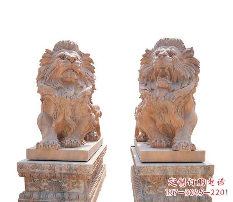 佛山晚霞红欧式狮子雕塑