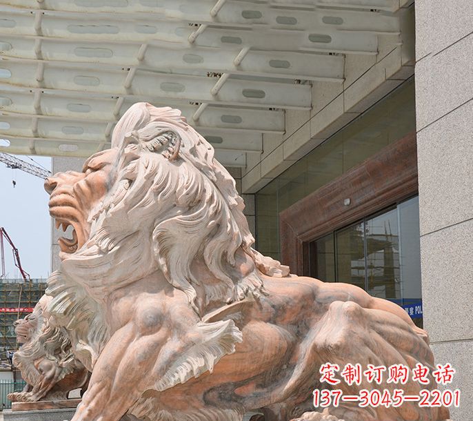 佛山晚霞红欧式狮子石雕 (3)