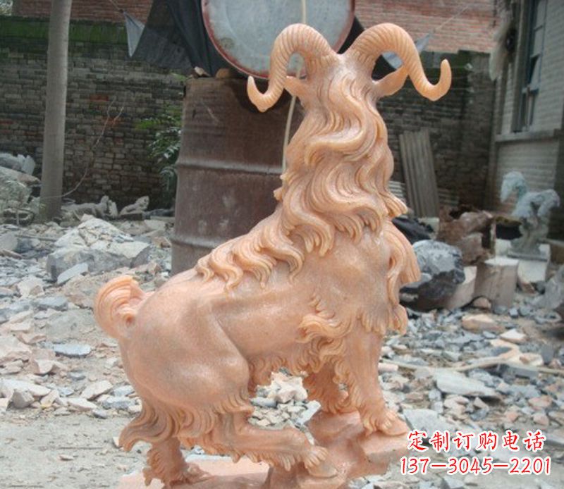 佛山晚霞红山羊石雕