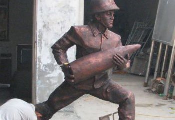 佛山铜雕炮弹战士，象征勇气和决心