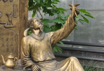 佛山象征文学大师李白的铜雕像