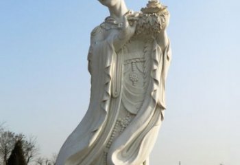 佛山古典美女雕塑——十二花神之四月牡丹杨玉环汉白玉