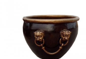 佛山铜雕圆形荷花水缸雕塑 (4)