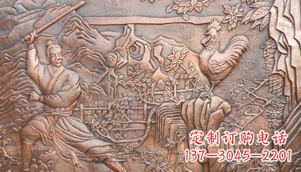 佛山闻鸡起舞黄铜壁画铜浮雕