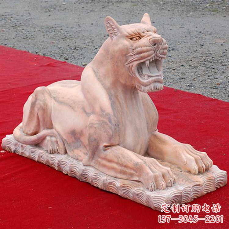 佛山卧姿晚霞红老虎石雕