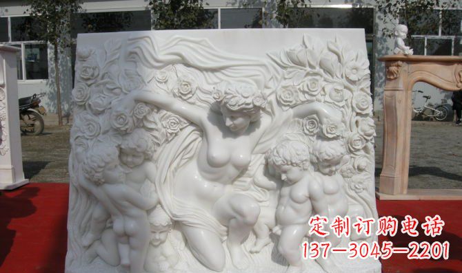 佛山西方女人与孩子汉白玉浮雕