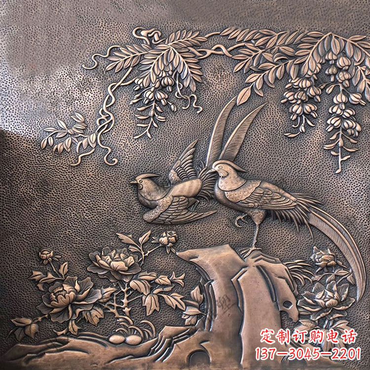 佛山喜鹊紫铜浮雕装饰画