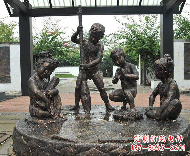 佛山小孩写大字铜雕小品