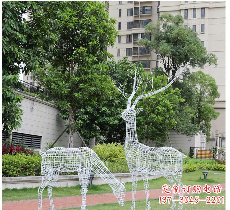 佛山小区不锈钢镂空梅花鹿鹿雕塑