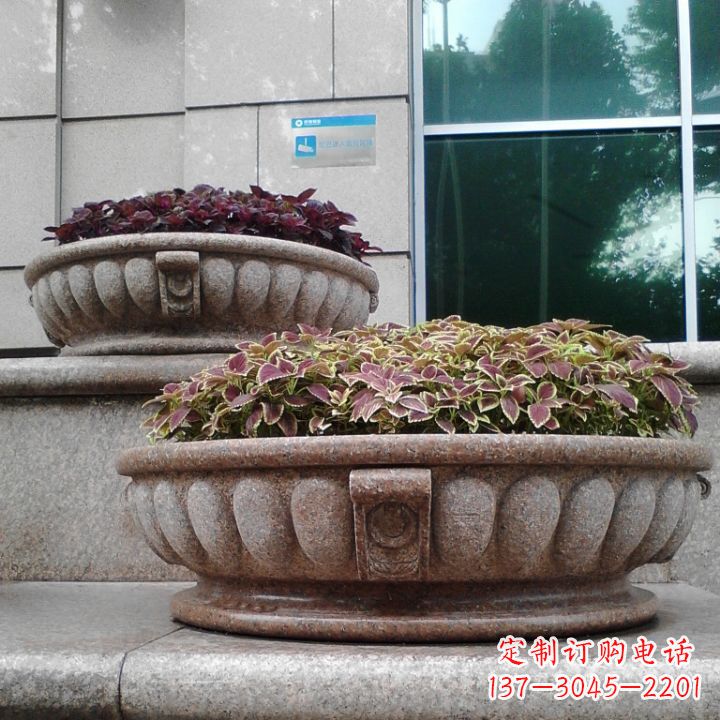 佛山小区花岗岩石雕花盆
