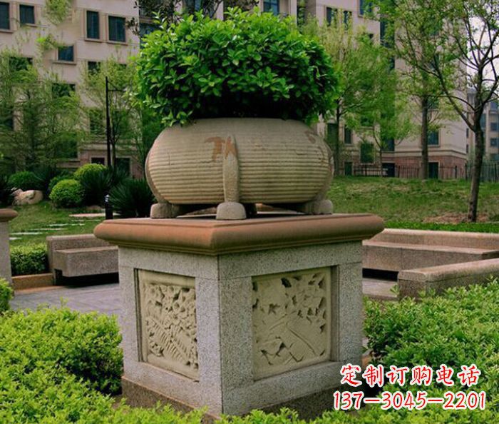 佛山小区景观大理石花盆石雕 (3)