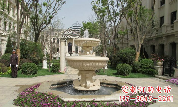 佛山小区景观大理石喷泉石雕 (7)