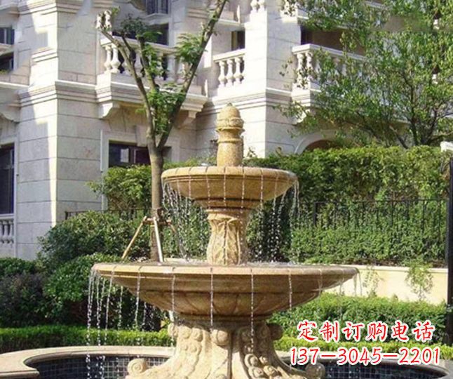 佛山小区景观晚霞红多层喷泉石雕 (4)