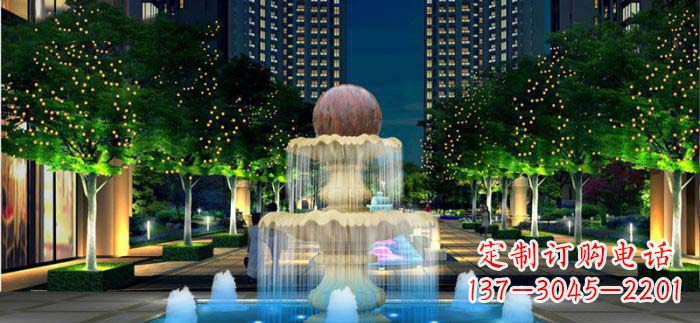 佛山小区石来运转风水球石雕喷泉