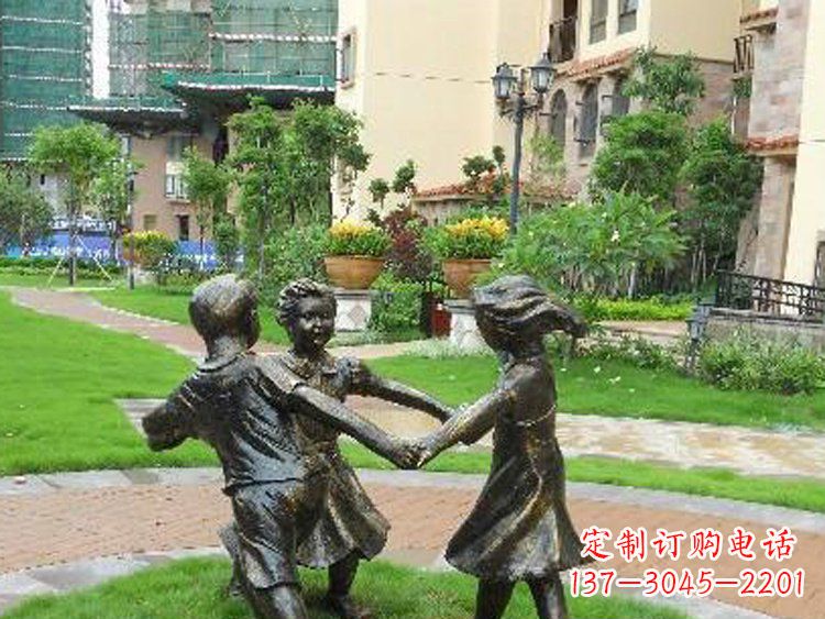 佛山小区铜雕儿童玩游戏人物雕塑