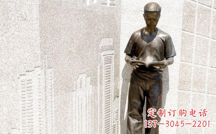 佛山校园看书的学生人物铜雕