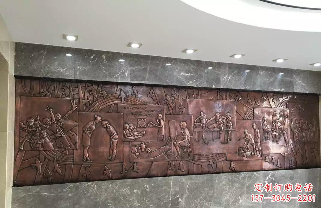 佛山校园老师与学生铜浮雕
