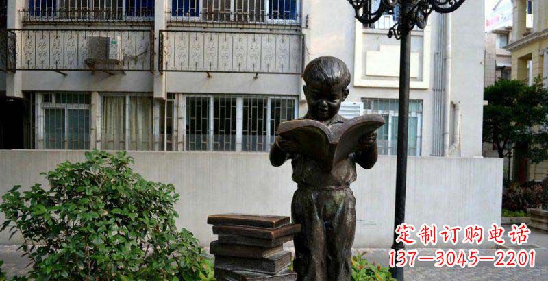 佛山校园念书的小男孩景观铜雕
