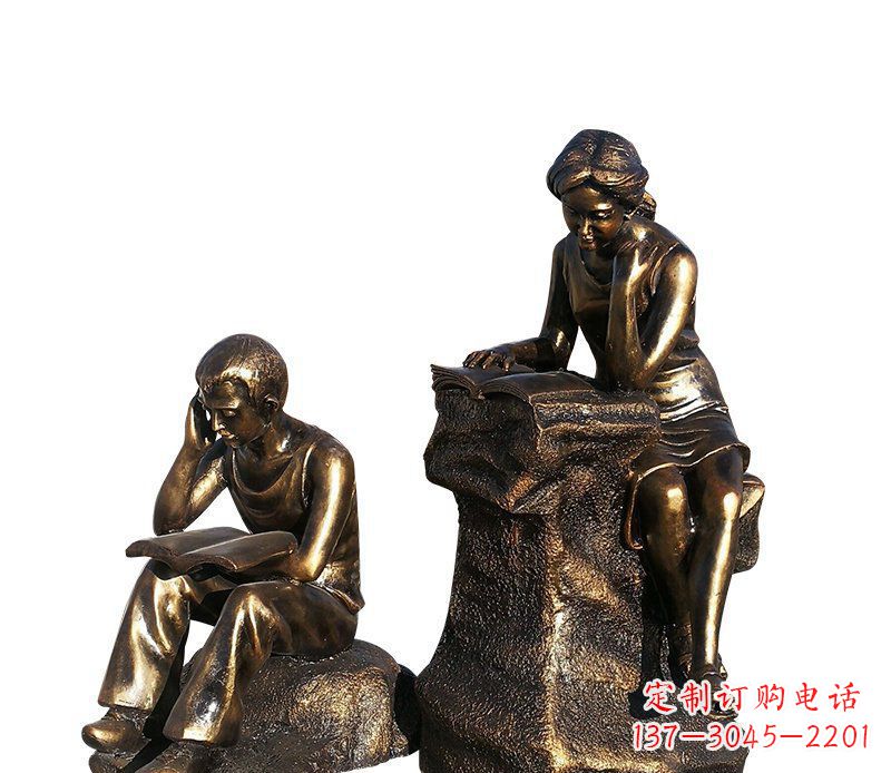 佛山校园铸铜学生看书人物雕塑