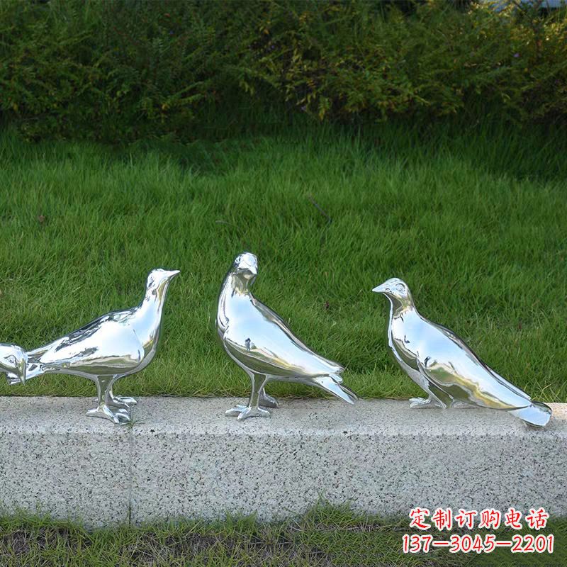 佛山银白色不锈钢电镀鸽子雕塑摆件