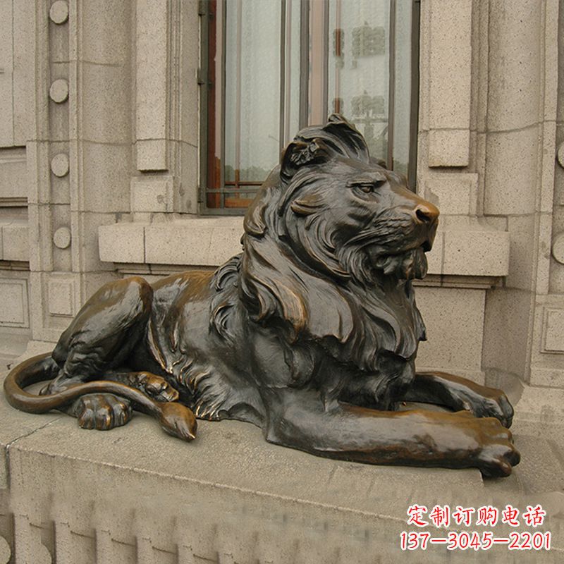 佛山银行大门铜雕港币狮子看门动物雕塑