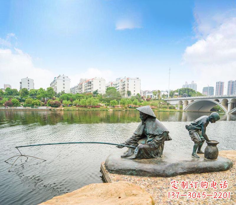 佛山渔翁钓鱼公园景观铜雕