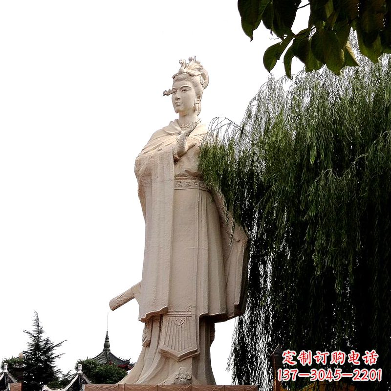 佛山虞姬砂岩石雕-景区园林古代人物著名美女雕像