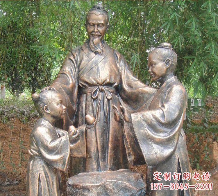 佛山寓言故事铜雕_孔融让梨