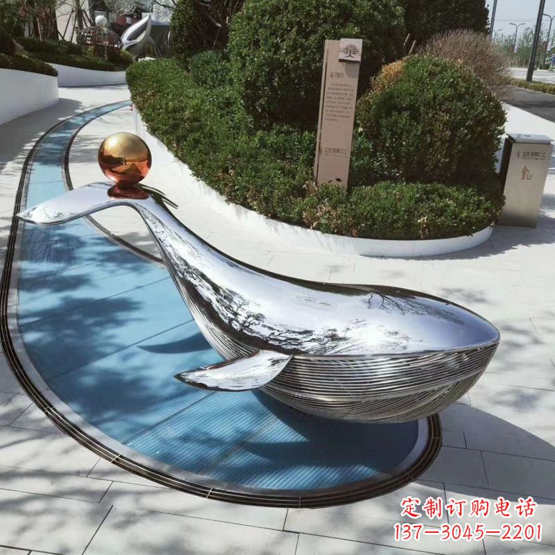 佛山园林不锈钢海豚景观摆件