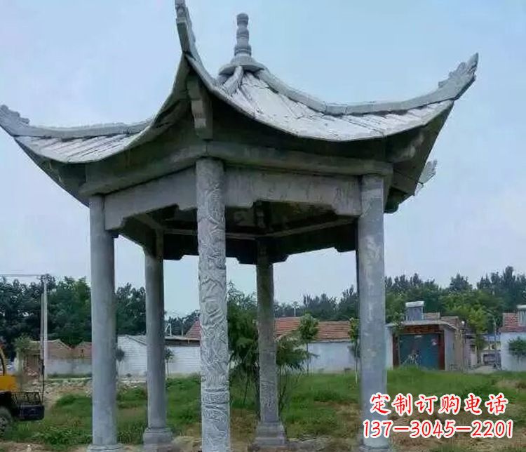 佛山园林仿古六角凉亭景观石雕