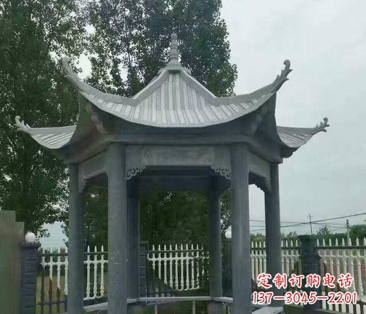 佛山园林仿古石凉亭景观石雕 (2)