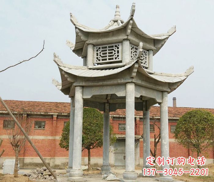 佛山园林仿古双层石雕凉亭 (2)