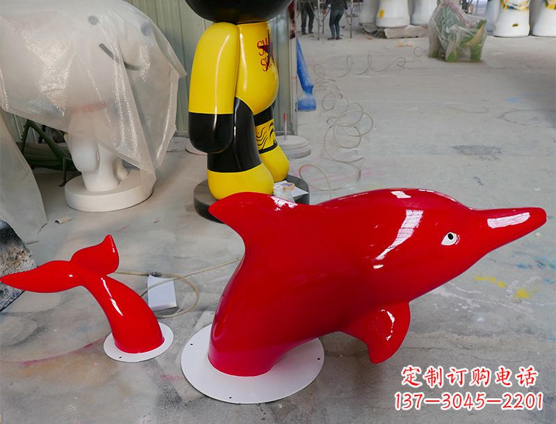 佛山园林广场创意海豚入水出水雕塑摆件