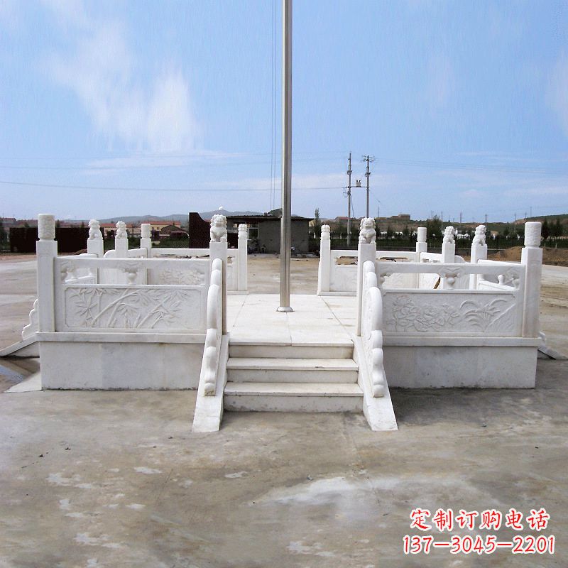 佛山园林广场升旗台汉白玉石雕国旗台