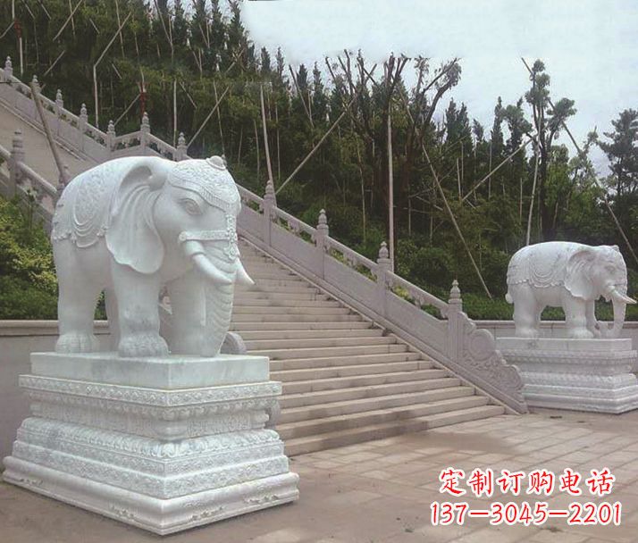 佛山园林汉白玉大象景观石雕