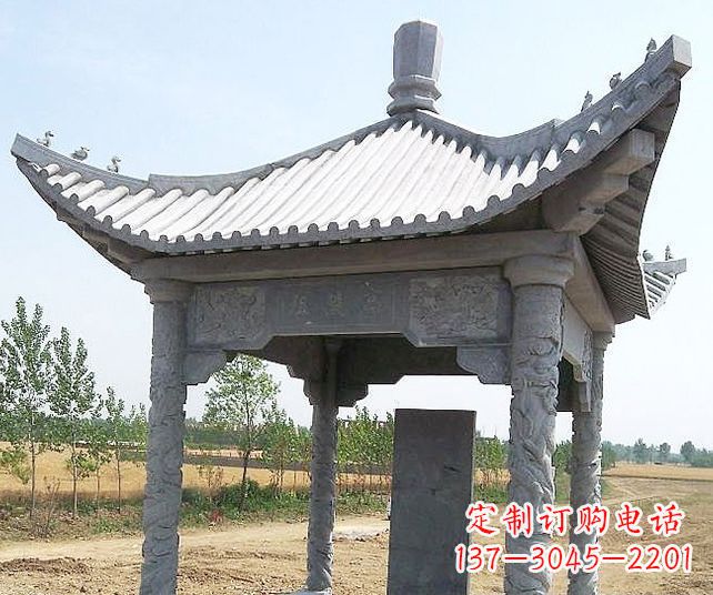 佛山园林景观单层石雕凉亭 (4)