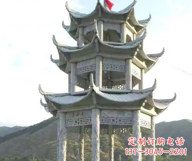 佛山园林景观多层凉亭石雕 (3)