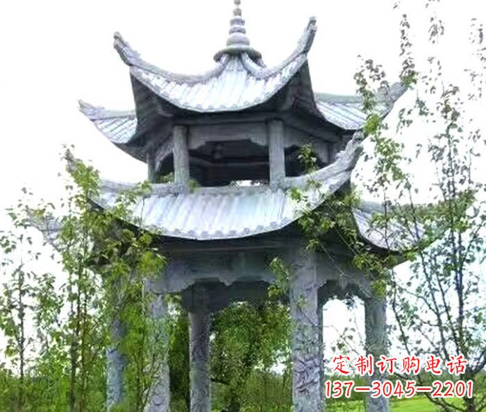 佛山园林景观仿古六角石凉亭
