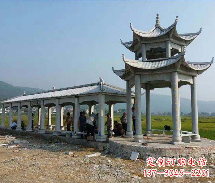 佛山园林景观仿古石雕长廊凉亭