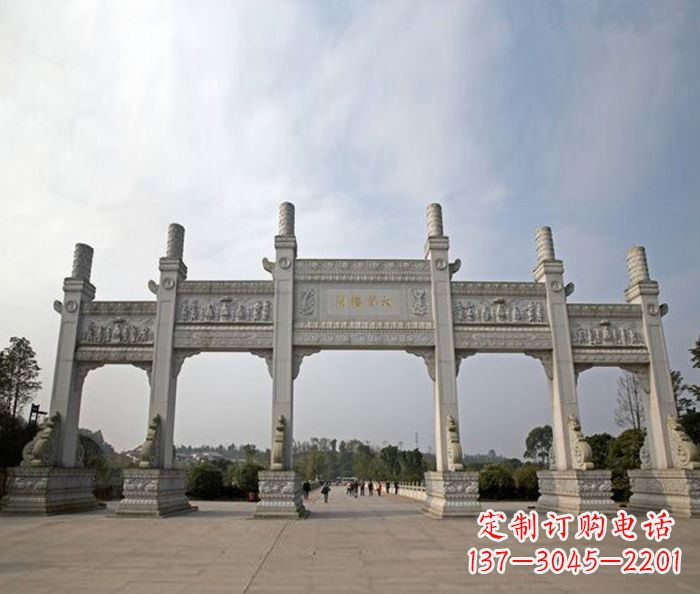 佛山园林景观五门石雕牌坊