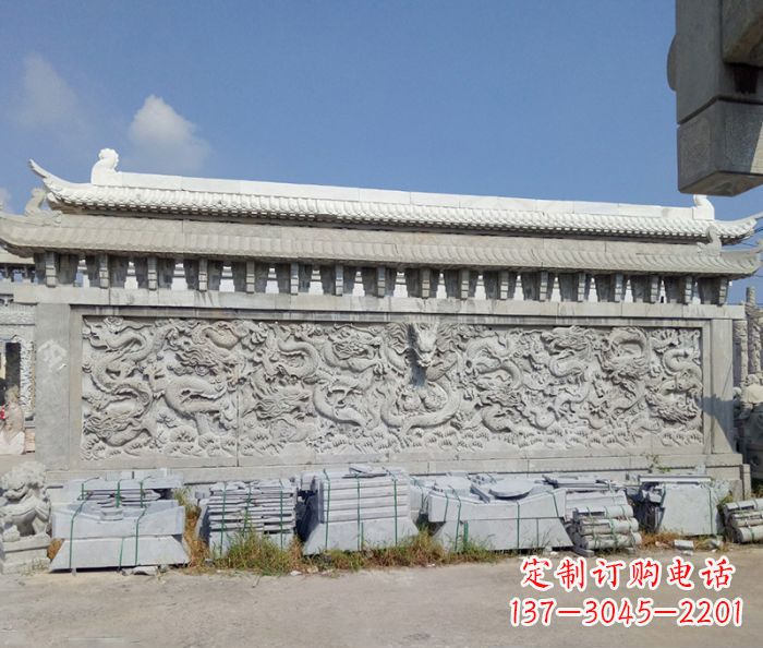 佛山园林九龙壁石雕影壁 (3)