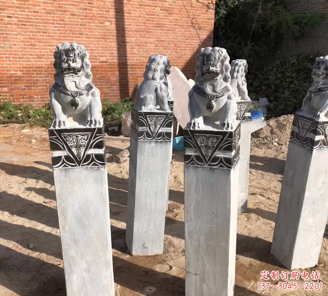 佛山园林石雕狮子拴马桩
